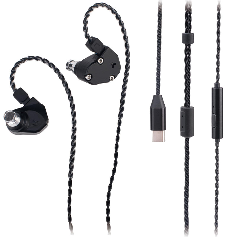 TINHIFI C2 HiFi IEM | LCP+PU Composite Diaphragm | 0.78mm 2-Pin Gold-Plated Cable | High-Resolution in-Ear Monitors for FPS Gaming & Music (Black, C2 2025 Type-C+Mic) Black