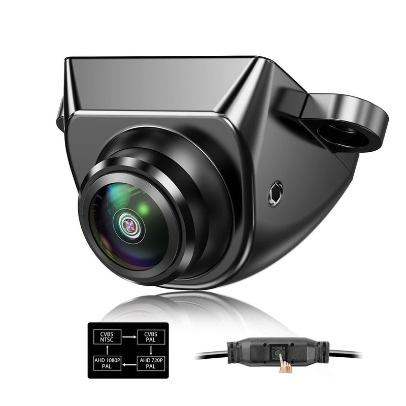 AHD1080P Backup Camera with Video Format Switch Button, GreenYi Reverse Rear/Front/Side View Cam, Adjustable Fisheye Lens, Waterproof Night Vision 170 Degree Wide View