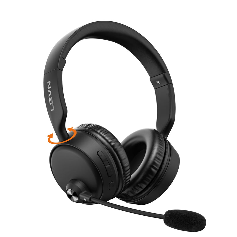 [AUSTRALIA] - LEVN Bluetooth Headset with Microphone, 60 Hrs Working Time Dual Connection Bluetooth Headphones with Mic, Wireless Headset with Mic for Work/Video Meetings/Phone/Call Center/PC/Music/Zoom/Teams 