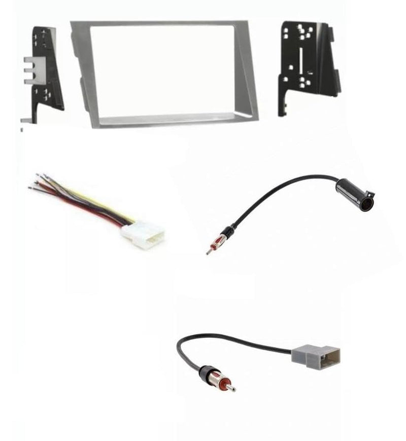 Double Din Silver Car Stereo Install Dash Kit, Wire Harness, and AM/FM Radio Antenna Adapter -Made for Subaru: No Factory Nav Vehicles: 2010 2011 2012 2013 2014 Legacy and 2010-2014 Outback