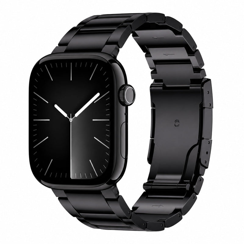 Jet Black Titanium Apple Watch Band for Apple Watch Series 11,10 (46mm) | Scratch Resistant Diamond-Like-Carbon Coating, Titanium Bracelet with Folding Clasp, Color Matching Natural Titanium