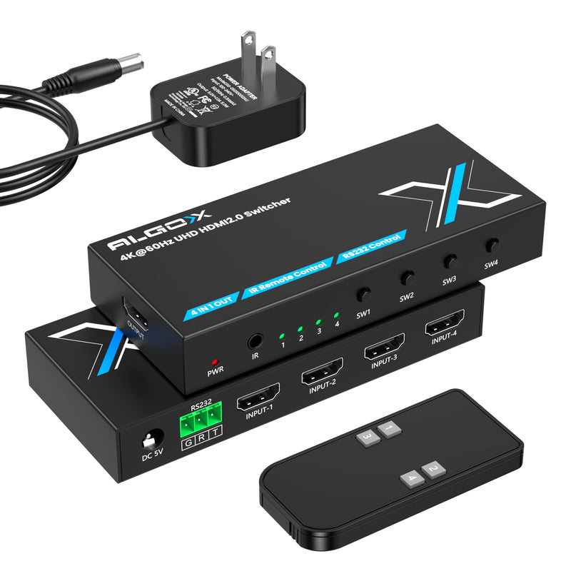 [AUSTRALIA] - 4K@60Hz HDMI Switch 4 in 1 Out 1080P@120Hz HDMI Switcher 4 Ports Selector with Remote Support 18Gbps HDR 10+ Dolby Vision/Atmos HDCP 2.2, RS232 Control 4K@60Hz Switcher 4X1 