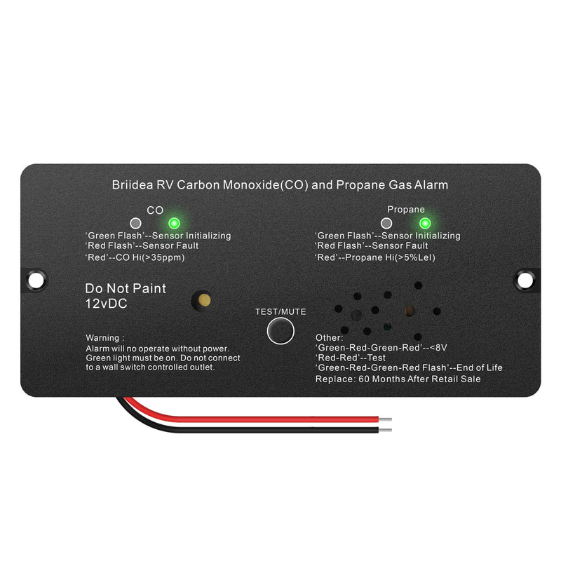 [AUSTRALIA] - RV Carbon Monoxide & Propane Gas Alarm, Briidea Dual LP/CO Alarm with Separate LED Indicator Light, Metal Housing, 100dB Loud Alert, Flush Mount, Compatible Replacement for Safe-T-Alert 30-442 Series 6.4in*2.6in*0.6in 
