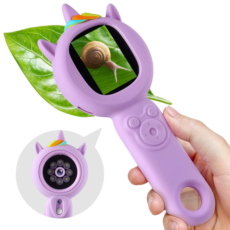 [AUSTRALIA] - Kids Microscope- 500x Magnification,16X Zoom,Handheld Microscope for Kids with HD Cam,Portable Science Learning Tool,Christmas Birthday Gifts for Boys Girls Aged 3-12 (Purple) Purple 