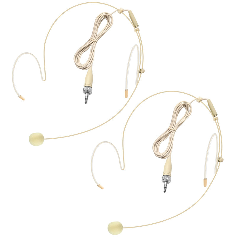 2 Pack Headset Microphone Double Over Ear Earset Hanging Condenser Hands-Free Omnidirectional Mic for Sennheiser 1.5m Cable and Windscreen,3.5mm Female Screw Plug