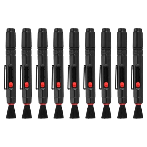 PATIKIL Camera Dusting Brush, Multifunction Cleaning Brush Keyboard Lens Cleaning Pen Screen Lens Cleaner for Vinyl Records, LP Scan, SLR & Computer Screens,9 Pcs Red 9