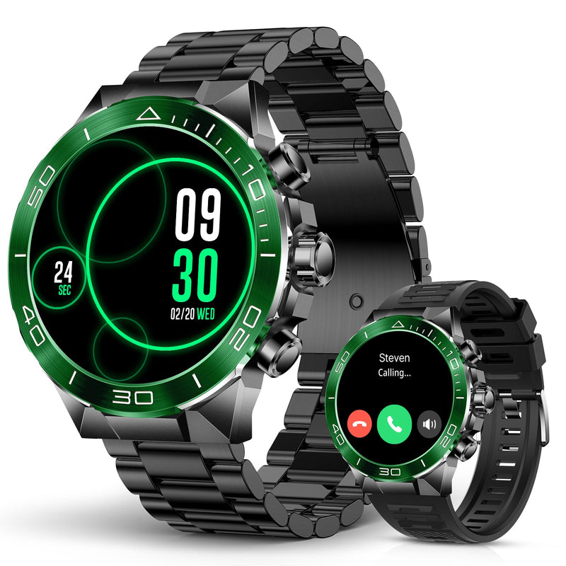SOUYIE Men's Luxury Smart Watch - 1.43" AMOLED Display Smartwatch with HD Bluetooth Calling, 400mAh 30-Day Battery, 100+ Sports Modes, Health Monitor with Metal/Silicone Straps for Android iPhone