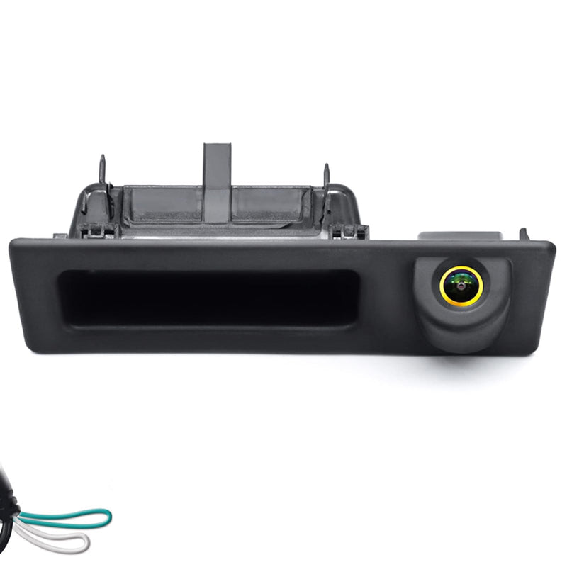 Vehicle Backup Camera CCD Compatible for BMW 3 5 Series X1 3 4 5 F07 F10 F11 F25 F26 F30 F34 Car Rear View AHD 1080P Camera Reverse Parking Fisheye Lens Waterproof Cam Car Trunk Handle Camera (golden)