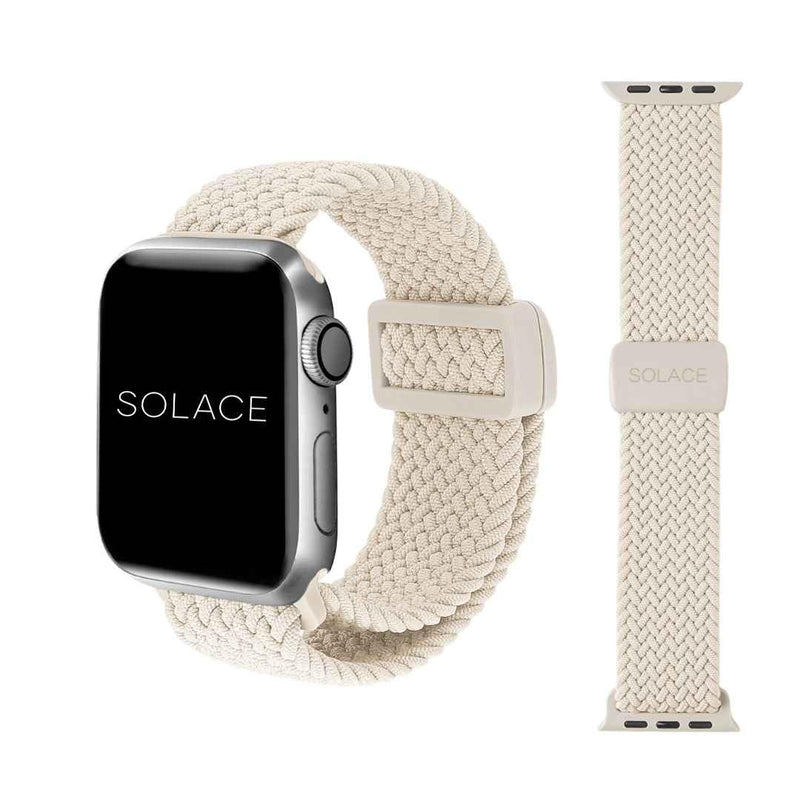 Solace Bands Imperium Adapt Wide Adjustable Nylon Braided Watch Band - Compatible with All Apple Watches - Solace Apple Watch Bands for Women & Men - Smart Watches Band Series 11-1, Ultra, SE Sand 38/40/41/42MM Regular