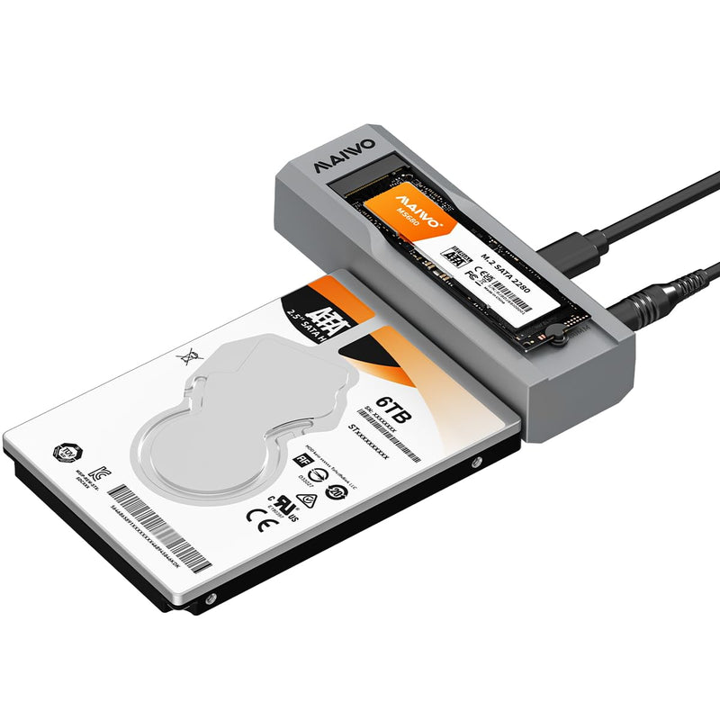 MAIWO M.2 SATA to 2.5'' 3.5''SATA Enclosure with Offline Clone, M.2 B+M Key to 3.5inch HDD Cloner, USB-C Type-C Max 5Gbps Standalone Clone Duplicator MAIWO-K10635S