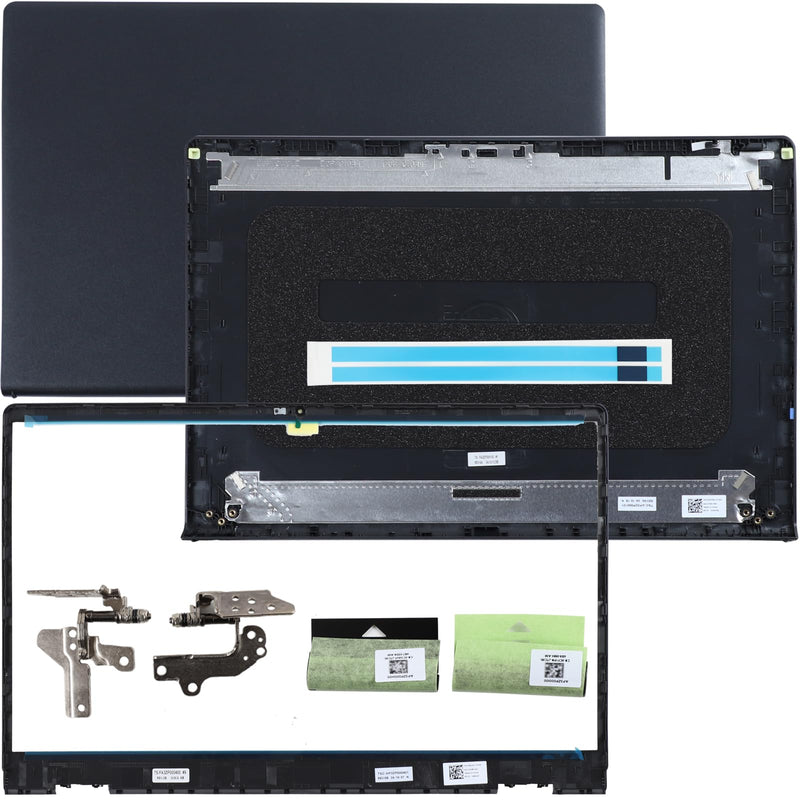 LCD Back Cover for DELL Inspiron 15 3510 3511 3515 3520 3525 00WPN8 09WC73 | Top Case Lid with Front Bezel Frame+Hinges+Shaft Cover Replacement, AP3LE000901 0WPN8 9WC73 0VW3N0, Two Adhesive Strips