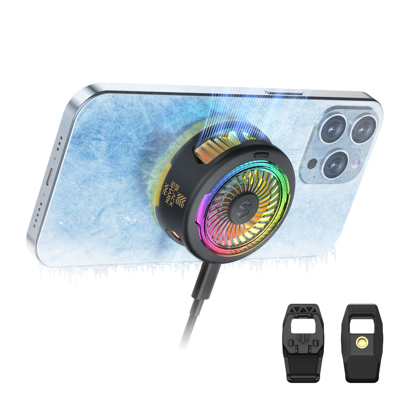 Black Shark FunCooler 5 Magnetic Cell Phone Cooler for Gaming, Portable Mobile Phone Cooling Fan with RGB Light, Cellphone Radiator for iPhone Magnetic Series/Android/Tablet/iPad (Black) FunCooler 5 Black
