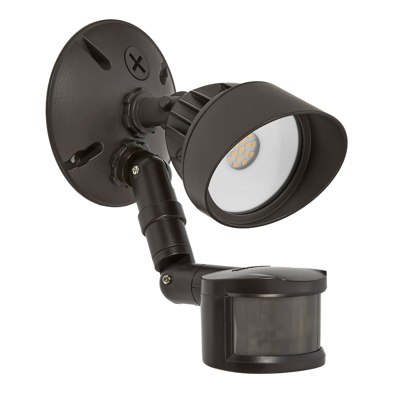 [AUSTRALIA] - Maxxima LED Outdoor Flood Wall Light, Exterior Security Light with Adjustable Head, 800 Lumens, Featuring Motion Sensor and Dusk to Dawn Sensor, 3000K Warm White, Brown Fixture 