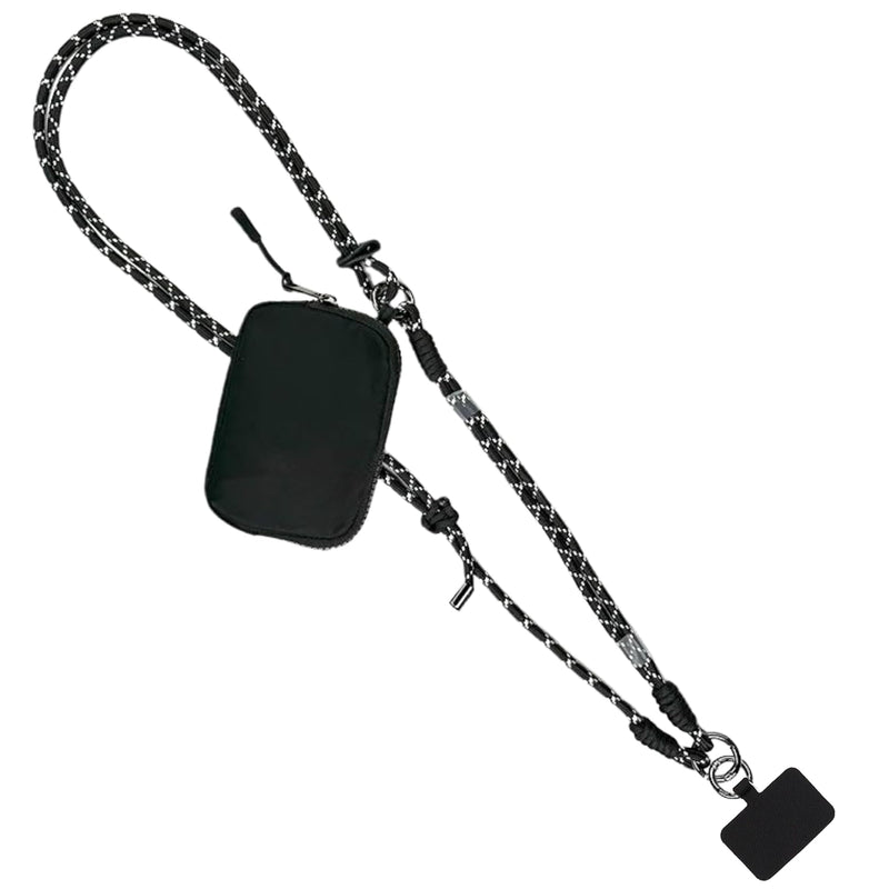 Save the Girls Active Phone Lanyard Crossbody Rope Strap with Wallet, Black | Crossbody Rope Cell Phone Lanyard with Zippered Wallet Pouch. Adjustable, Hands-Free Phone Strap for Life on the Move. Twin Black