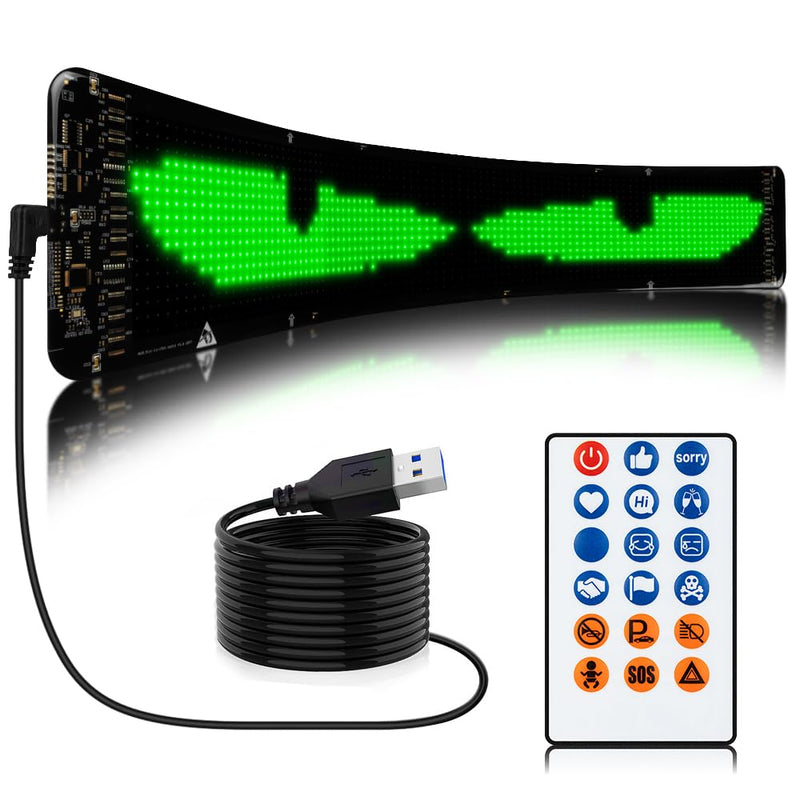 Gelrova Dynamic LED Devil Eye Lights, 23.6" x 4.7" Mega LED Car/Store Display, Jumbo Programmable Panel, USB-Powered, App/Remote Control, Custom Scrolling Text & GIFS for Trucks, Shops, Events 23.6" x 4.7"
