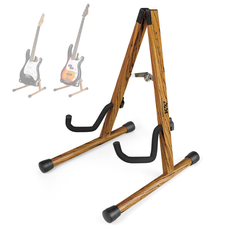 [AUSTRALIA] - Electric Guitar Stand, Bass Guitar Stand, A Frame Wooden Floor Stand for Bass, Electric Guitar with Soft foam and Non-slip Base Rubber, Electric Guitar Bass Stand for Studio, Living Room, Zebrawood Electric Guitar & Bass 