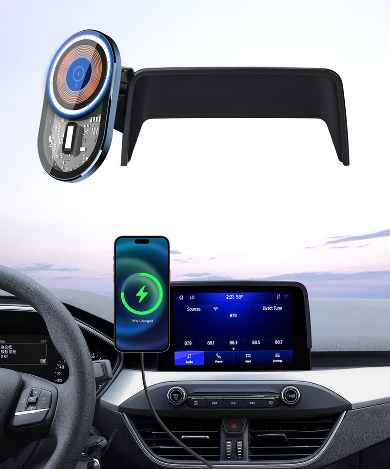 15W Wireless Charger Car Phone Holder for Ford Escape/Hybrid 2020-2026 | 8" Screen Magsafe Accessories Fast Charging Magnetic Cell Phone Holder Clip Compatible with iPhone Android, 3D Fit Bracket