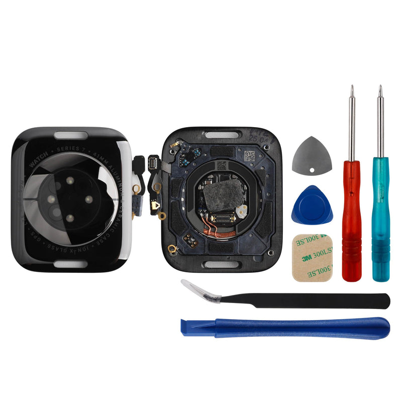 New Back Cover Glass Heart Rate Part Connector +NFC Compatible with A-pple Watch Series 7 41mm (Cellular/LTE+GPS) with Upgraded Repair Tools Kit