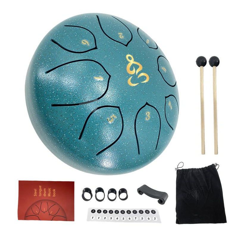 Steel Tongue Drum 6 Inches 8 Notes C Major Steel Drums Rain Chimes for Outside Percussion Instrument with Drum Mallets and Carry Bag 6 Inch 8 Notes C Major Malachite Green
