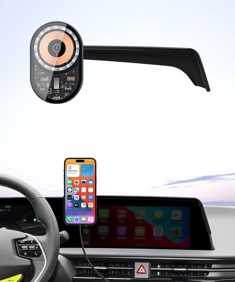 15W Wireless Charging Car Phone Holder for Kia EV6 2022-2024,12.3" Screen | Magsafe Accessories Fast Charging Magnetic Cell Phone Holder Clip Compatible with iPhone Android, 3D Fit Vehicle Phone Stand 12.3-inch for 2022-2024 EV6