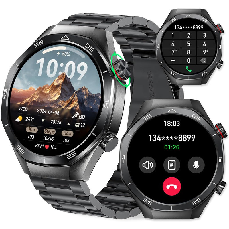 Men's Smart Watch 1.52" HD Touch Screen Sports Fitness Tracker with Bluetooth Calls IP67 Waterproof Smartwatch for Men 24/7 Heart Rate/Blood Pressure/Sleep Monitor, Support for Android iOS (Black) Black