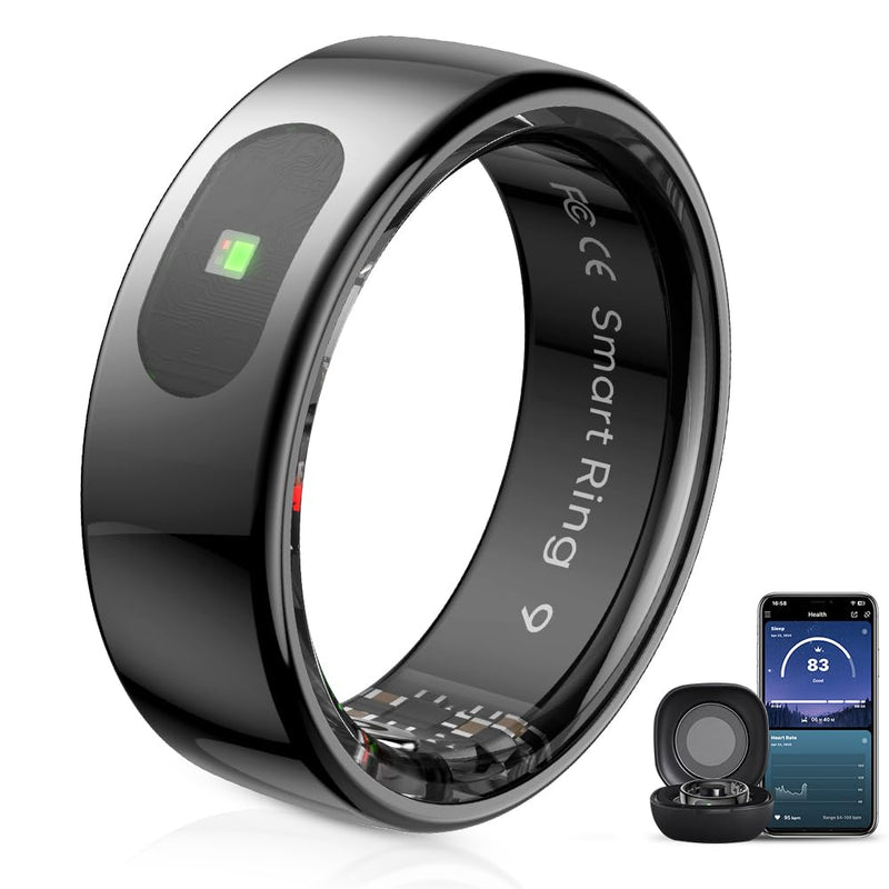 LED Touch Smart Ring for Women Men- Fitness Tracker with Heart Rate, Blood Oxygen, Sleep Tracker, Step Counter, 5ATM Waterproof, Touch Control Music/Video, No Subscription Fee for iOS/Android Black #8