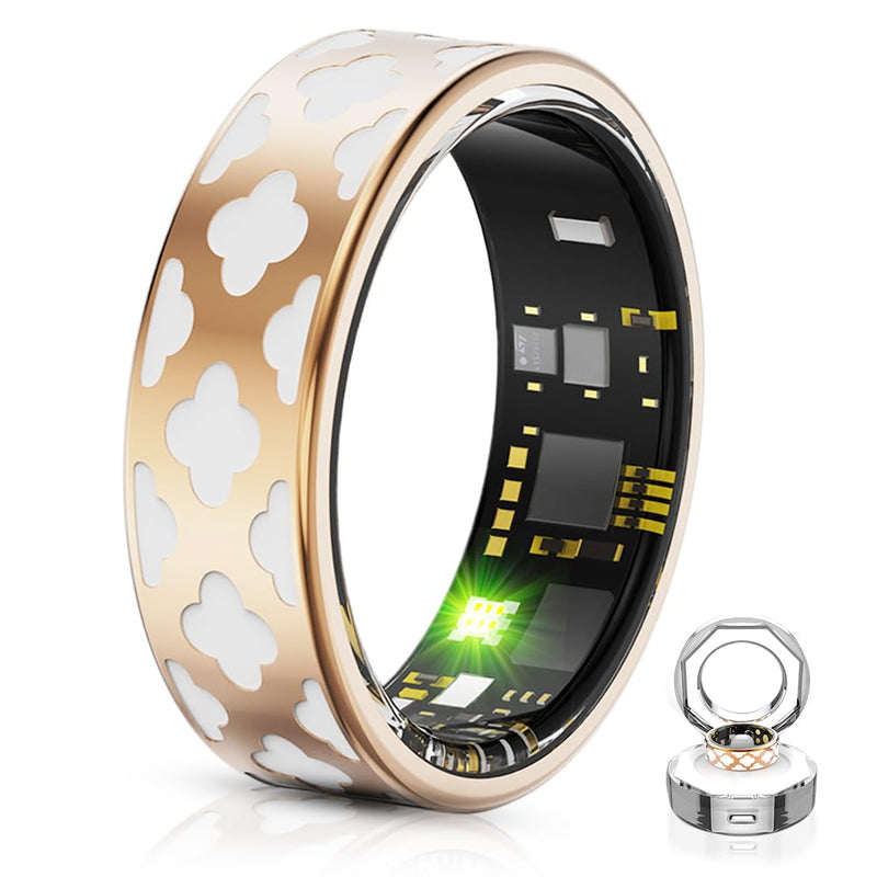 Smart Ring for Women Men -Health Tracker Ring with Heart Rate/Blood Oxygen/Sleep Tracker/Step Counter/10ATM Waterproof Fitness Tracker Ring，Free No Subscription Fee, for iOS&Android