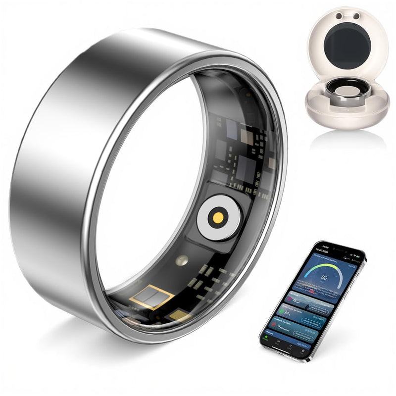 AI Smart Ring for Women Men - Sleep Tracker Ring with Heart Rate, Blood Oxygen, 10ATM Waterproof Fitness Ring, Step Counter & GPS Activity Fitness Tracker,7-Day Battery for iOS/Android (Silver, 13) silver