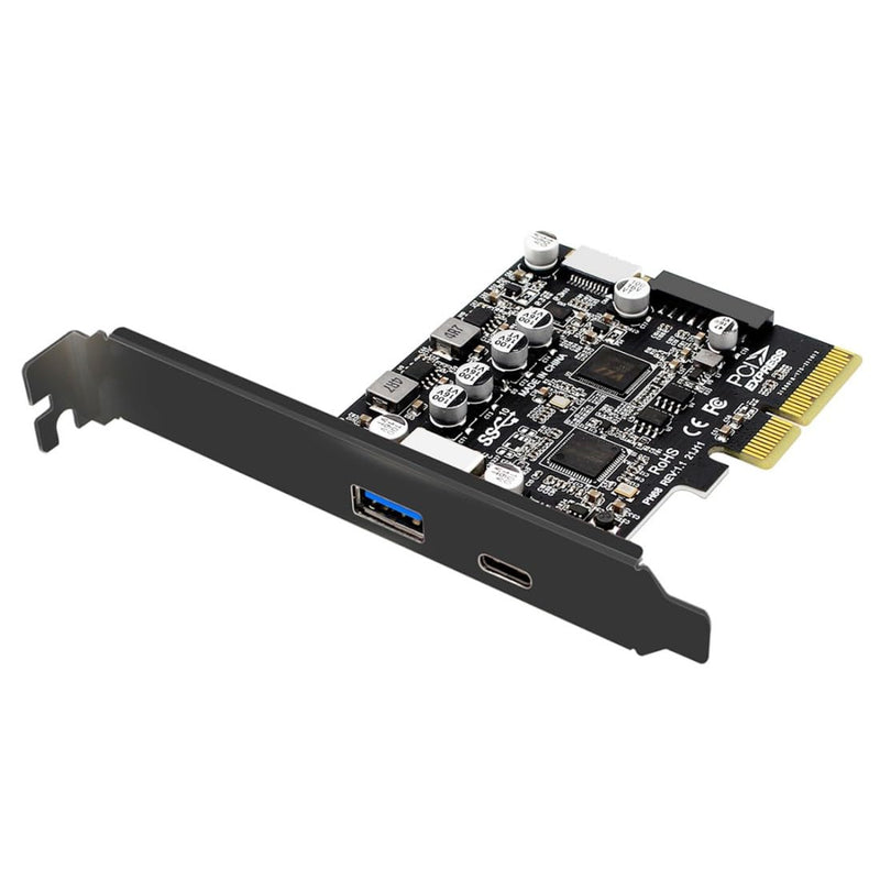 chenyang 4 Port PCI-E 4X to USB A/USB C/USB 3.0 20Pin/USB 3.1 Front Panel Socket USB 3.1 Gen2 PCI Express Expansion Card Adapter with ASM3142 VL822 Dual Chipset 4 Port USB 3.0/USB C/USB 20Pin/USB 3.1