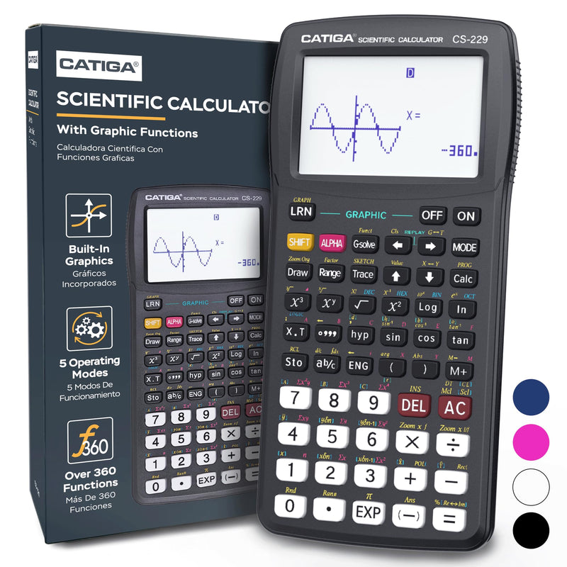 CATIGA Scientific Calculators with Graphic Functions, Graphing Calculators with Multiple Modes, Scientific Calculators for Students, High School or College Courses, Calculadora Cientifica, CS-229 Black