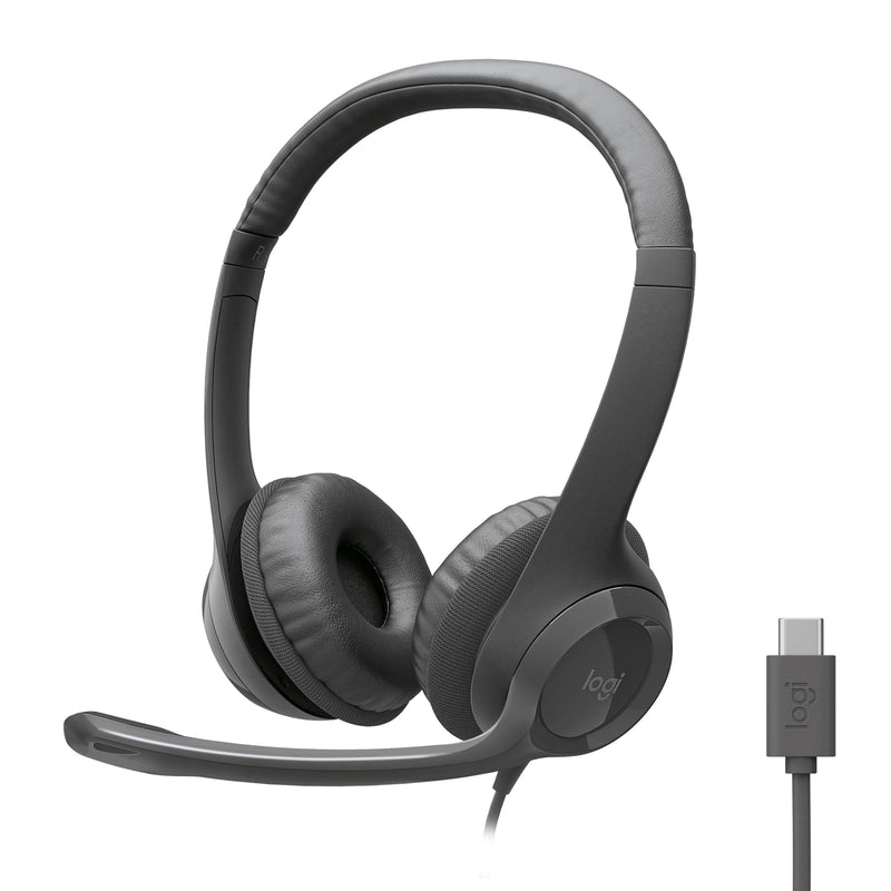 [AUSTRALIA] - Logitech H391 Wired Headset for PC/Laptop, Stereo Headphones with Noise Canceling Microphone, USB-C, in-Line Controls, Works with Chromebook - Graphite 1 Pack 