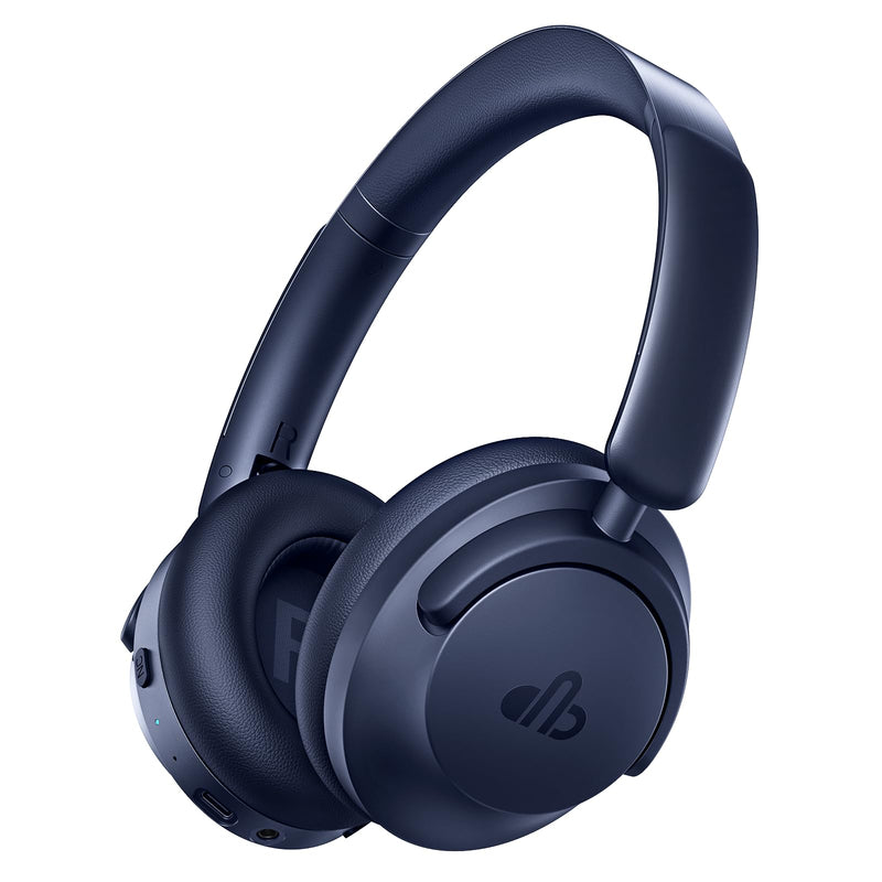 Hybrid Active Noise Cancelling Headphones, Over-Ear Bluetooth Headphone with Hi-Res Audio, 60H Playtime, Deep Bass, Transparency Mode, Foldable Comfort Cups, Graduation Gifts for Travel Office - Navy