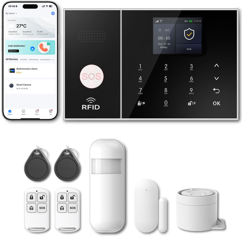 [AUSTRALIA] - PGST Home Security Systems 8-Piece Kit,Alarm System for Home Security,App Alerts,Door Sensors,Motion Detection,WiFi Alarm,Compatible with Alexa,No Subscription,for Home Security and Kids Safety 8-Kits-A 