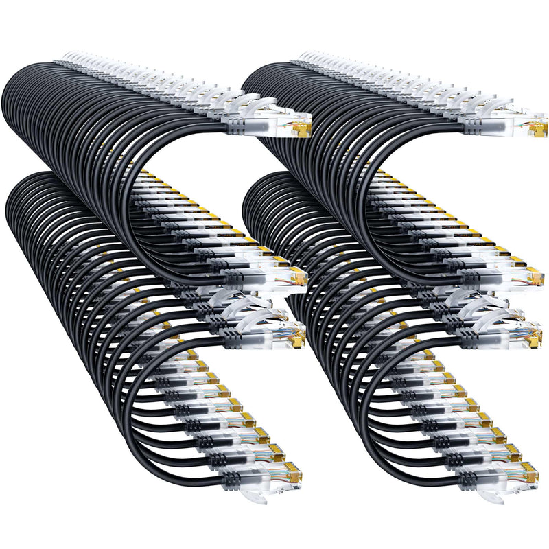 Cat6a Patch Cables 0.5ft (96 Pack) Slim, Cat6 Ethernet Patch Cable Pure Copper, Flexible Cat 6 Patch Cable 550MHZ 10G, Space-Saving Cat 6A Network Cables for Patch Panel Black 96