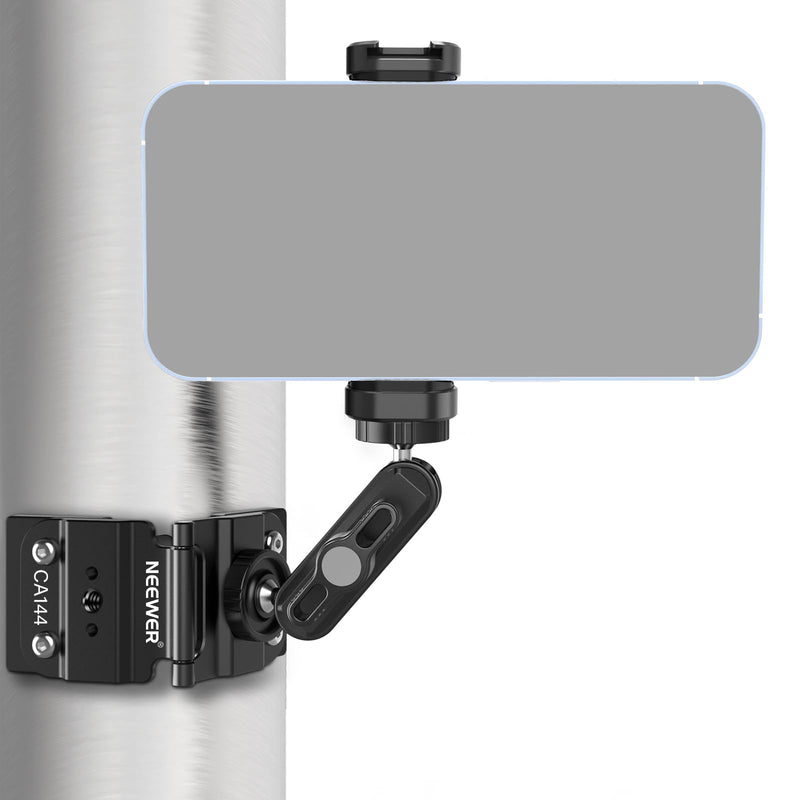 NEEWER Magnetic Fence Mount Compatible with Mevo Start Pocket Radar GoPro Insta360 DJI, Dual Mounting Kit Compatible with Gamechanger App for Baseball Live Streaming, Metal Camera Post Mount, CA144