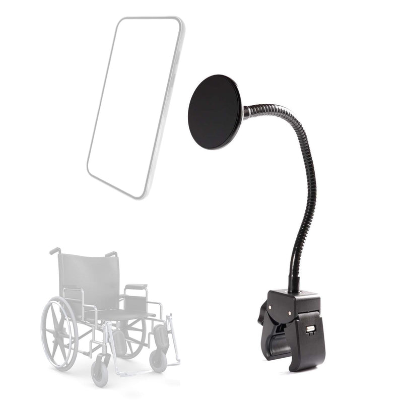 Wheelchair Magnetic Phone Holder - Adjustable Gooseneck with Angle Lock, Compatible with iPhone 16/15/14/13/12 Pro Max Series, iPad & Magnetic Phone Cases (12 Inch) 12 Inch