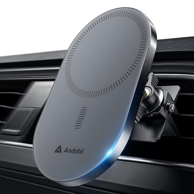 andobil 2026 Upgraded for Magsafe Car Mount [Biggest Panel, Big Phone Friendly] 360° Rotation Magnetic Phone Holder for Car Vent Suitable for iPhone 17/16/15 Pro Max Samsung S25/S24 (Grey) Grey
