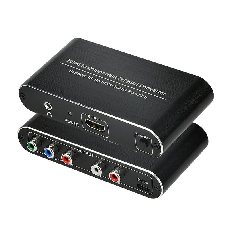 HDMI to Component Converter, HDMI to YPbPr 5RCA RGB Converter with Scaler Function up to 1080P@60Hz Supports Video Audio Converter Adapter for TV Stick, DVD, PS3, PS4 Etc Black