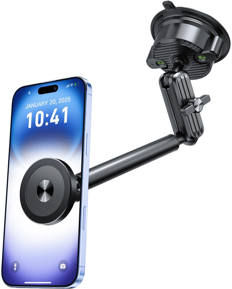 isuke for MagSafe Car Mount, [80+LBS Strongest Suction & Ultra-Durable] [16 Strongest Magnets] Aluminum Alloy Magnetic Phone Holder for Car Dashboard Windshield for iPhone Samsung All Smartphones Black