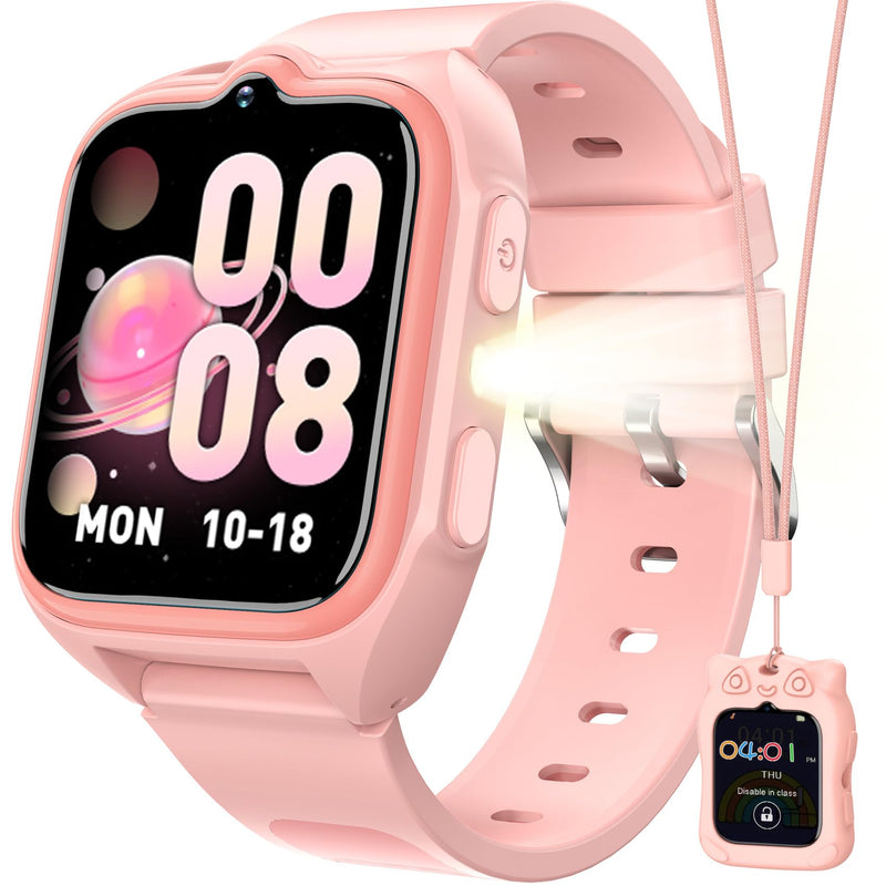 Blackview Kids Smart Watch with 32 Puzzle Games, HD Camera & Video Recording, 1.75" Touch Screen, Flashlight,Music Player, Pedometer, Alarm Clock,Stopwatch,Kids Watch for Girls Ages 4-12 Z30C-Pink