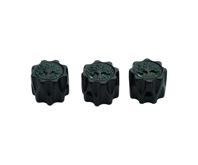 Guyker Dome Potentiometer Control Knobs Dia. 6.3mm Shaft Pots, 3PCS Zinc alloy Domed Speed Tone Volume Switch Knob with Tree Of Life Surface Replacement for Electric Guitar Bass, CKB034 Black CKB034 Dome Shape, Black