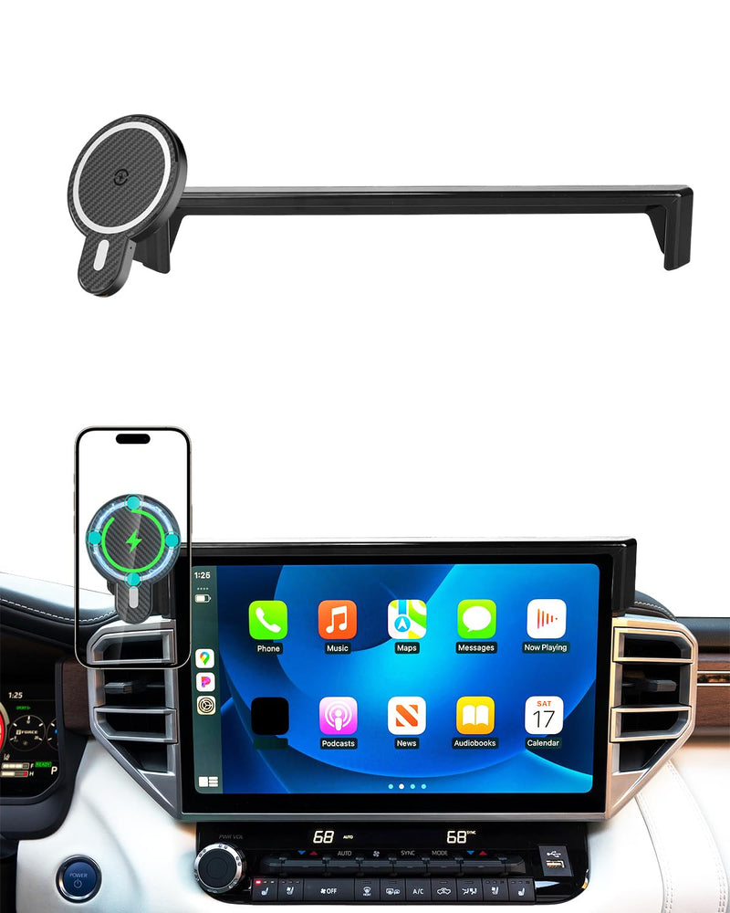 PZK Car Phone Mount for Toyota Tundra 2022-2026 /Sequoia 2023-2026 14-Inch | 3rd Gen Tudnra Accessories Magnetic 15W Fast Wireless Charger Phone Holder for Tundra Magsafe Phone Stand 360° Rotation Tundra 2022-2026/Sequoia 2023-2026 (14 inch)