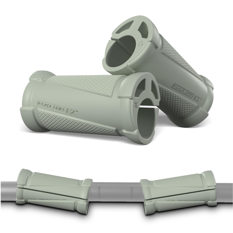[AUSTRALIA] - N-Gage Grips – Patented Angled Barbell Thick Grips for Joint Support & Muscle Activation – Ergonomic Bar Attachments for Strength Training - Gym Accessories Manufactured in the USA (1 Pair) EZ (The Smaller Grips) 