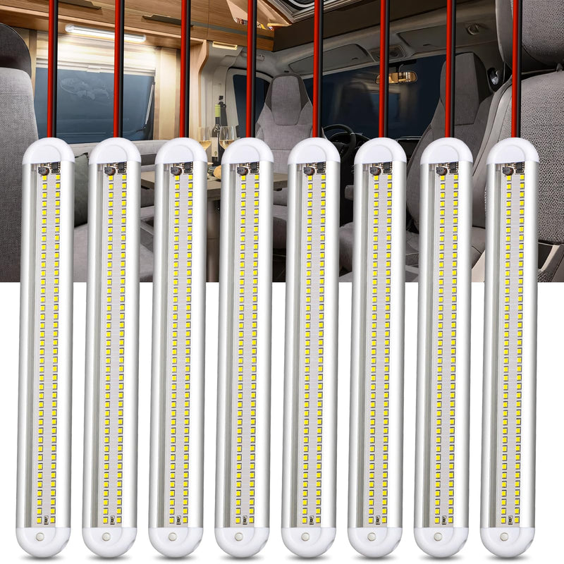 CT CAPETRONIX 12v Led Light Bar Strip, 80leds 1200LM 6.5W DC 12 Volt Led Strip Lights Fixtures with Switch, Enclosed Trailer Lights for RV Interior, Van, Truck Lorry, Camper, Boat, Caravan (8Pcs) 8PCS