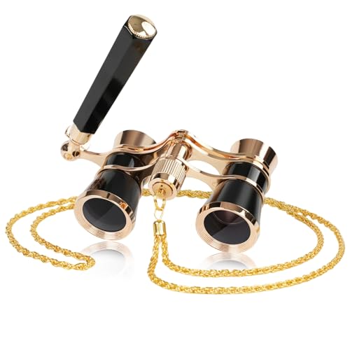 3X25 Opera Glasses for Women Theater Glasses for Concert with HD Optics Black-Gold