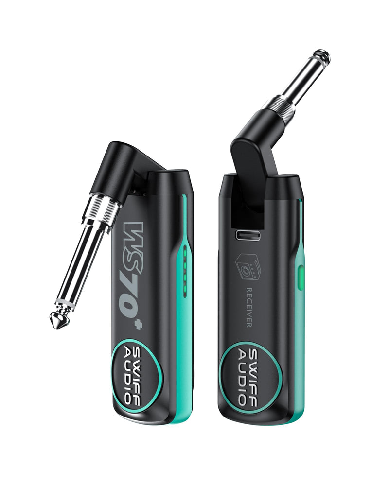 [AUSTRALIA] - Wireless Guitar Transmitter Receiver Rechargeable Wireless Guitar System 10 Channels Transmission Range for 6.35mm/3.5mm Musical Instrument WS-70+ 