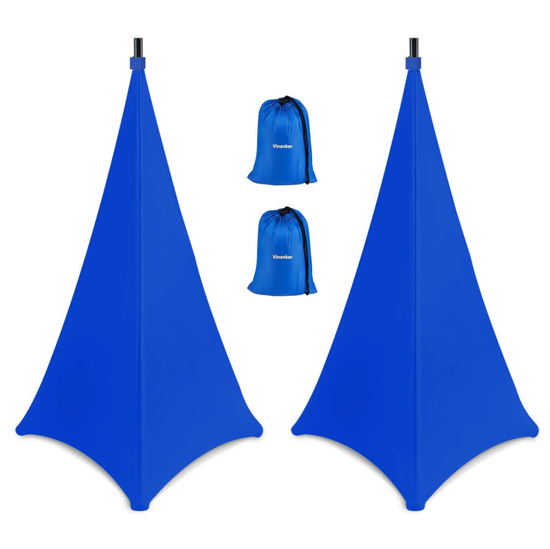 Speaker Stand Cover, Tripod Scrim Cover for Speaker & Lighting Stands, Ideal for Weddings, Banquets & DJ Events (2-Pack, Blue) 2-Pack, Blue