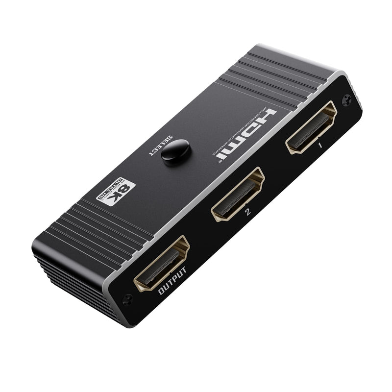 [AUSTRALIA] - HDMI Switch 2 in 1 Out, 8K@60Hz 4K@120Hz, Aluminum HDMI 2.1 Switcher, Supports VRR HDR10+ Dolby Vision 48Gbps HDMI Splitter, Perfect for Gaming, PS5, Xbox, Roku, Fire Stick(Black) Black 