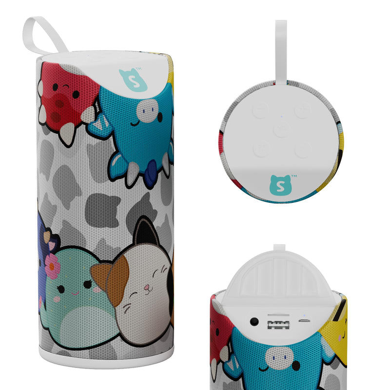 [AUSTRALIA] - Squishmallows Wireless Bluetooth Speaker - Splashproof Rechargeable Wireless Speaker With 3 Hours Playtime/SD Slot/FM Radio- Squishmallows Gifts for Girls, Boys, Women, Men and All Squish Squad Fans Black/White Multi 
