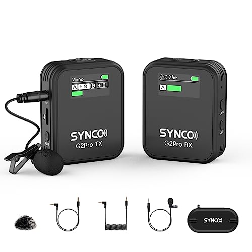 SYNCO G2A1 MAX Wireless Lavalier Microphone, 2TX+1RX, 8GB Recording G2A1MAX